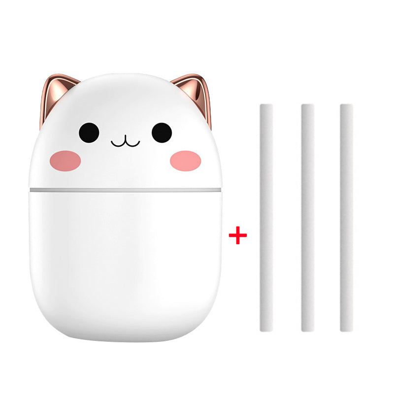Cute Cat USB Air Humidifier – Ultra-Silent LED Cool Mist Diffuser for Office, Bedroom, Car & Home