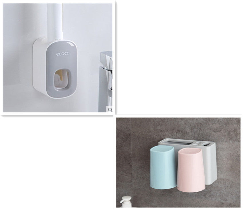 Wall-Mounted Automatic Toothpaste Dispenser – Bathroom Accessories Set with Toothbrush Holder