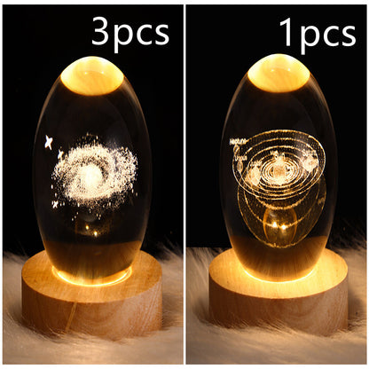 3D Galaxy Crystal Ball Night Light – LED Planet & Moon Table Lamp for Bedroom, Kids Room & Party Decor