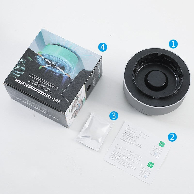 Portable Ashtray with Air Purifier – Automatic Anion Odor Remover for Home & Car Use