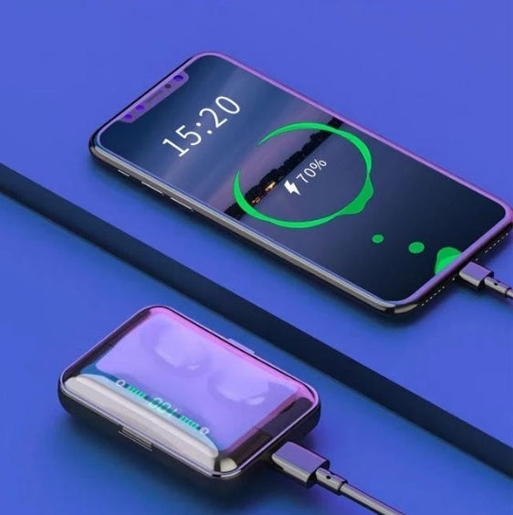 Multifunction Bluetooth Headset – Wireless Binaural Earphones with Power Bank & Phone Stand