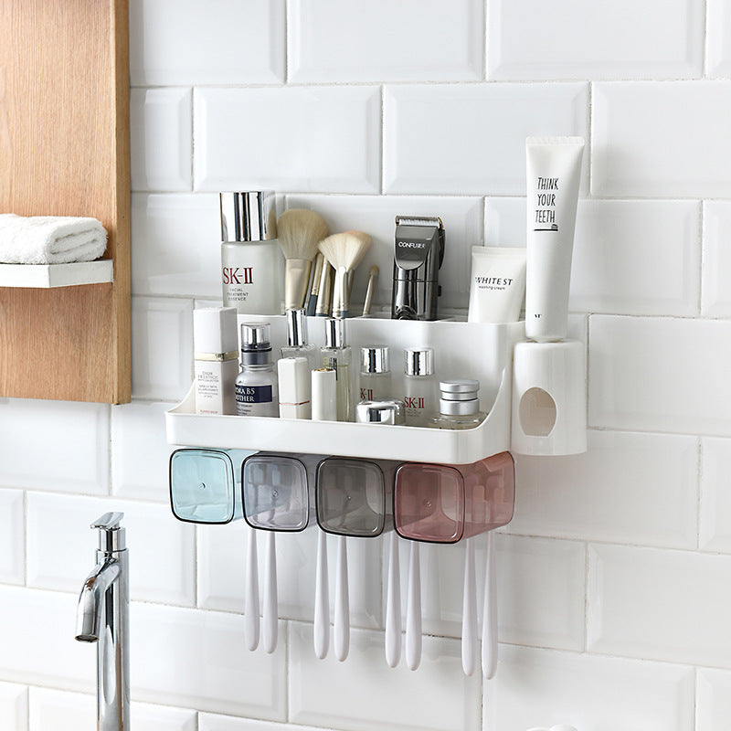 Wall-Mounted Automatic Toothpaste Dispenser with Magnetic Cups