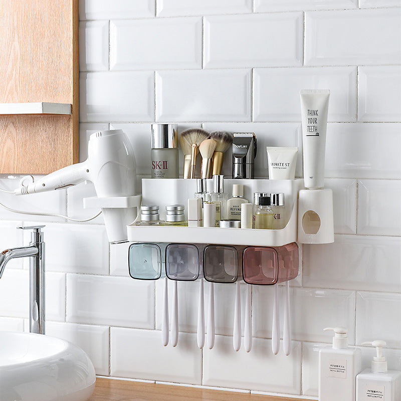 Wall-Mounted Automatic Toothpaste Dispenser with Magnetic Cups