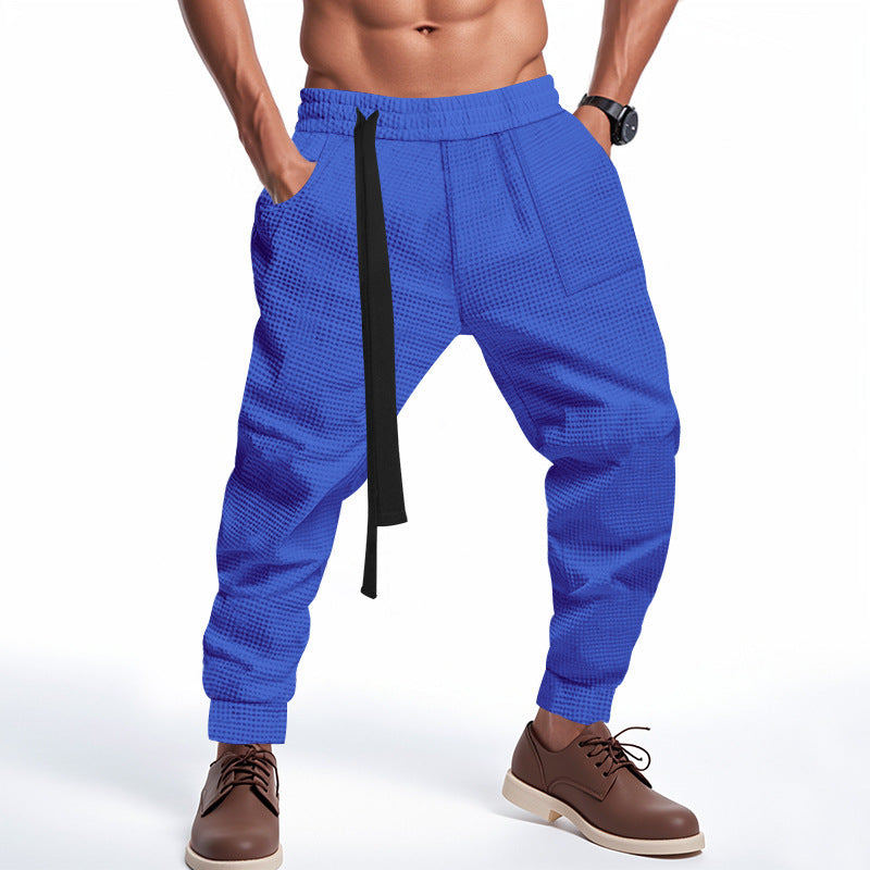 Men’s Casual Waffle Jogger Pants – Solid Hip Hop Streetwear Track Trousers, Harajuku Fashion