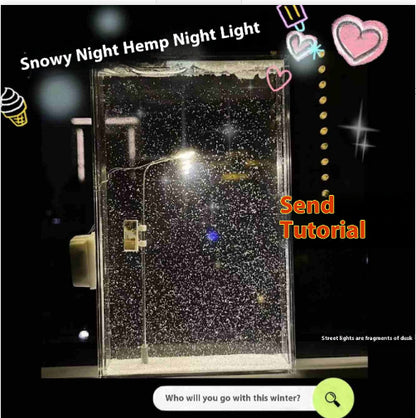 DIY Magic Snowy Landscape Night Light – Handmade Desktop Decor with Flowing Snow & Mini Street Lamp