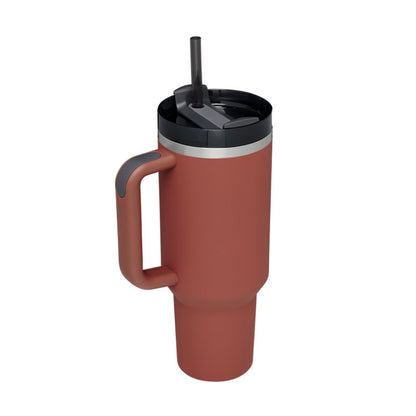 40oz Insulated Tumbler with Handle & Straw – Stainless Steel Spill-Proof Travel Mug with Lid, Vacuum Coffee Cup for Car, Gym, or Office.