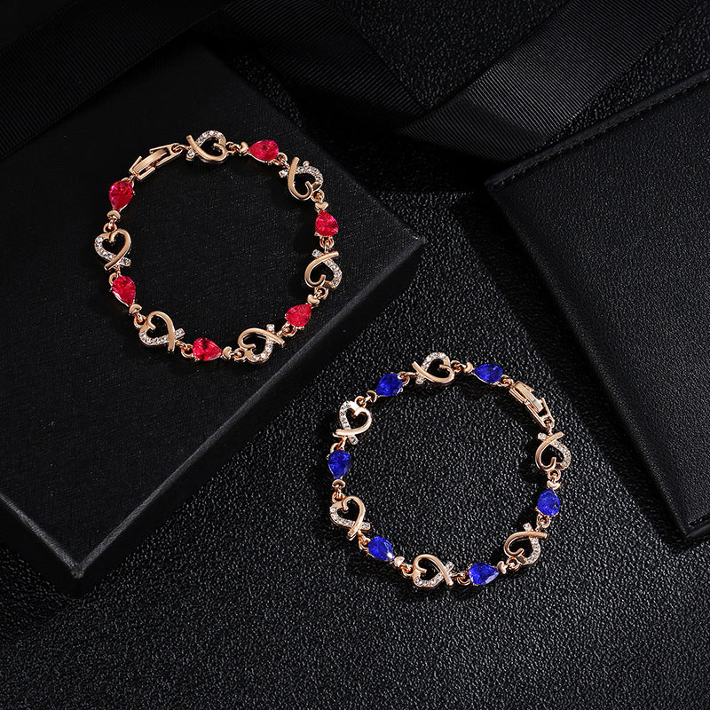 Hollow Heart Love Bracelet – Fashion Rhinestone Bangle with Romantic Charm