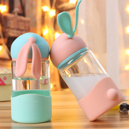 Bunny Borosilicate Glass Water Bottle – Cute & Durable Leak-Proof Bottle for Kids & Adults