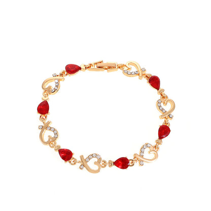 Hollow Heart Love Bracelet – Fashion Rhinestone Bangle with Romantic Charm
