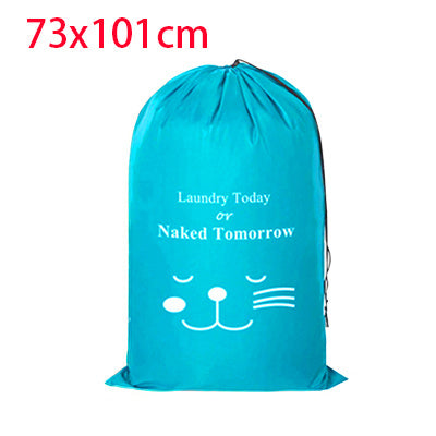Oxford Fabric Drawstring Laundry Bag – Printed Folding Clothes Storage Organizer