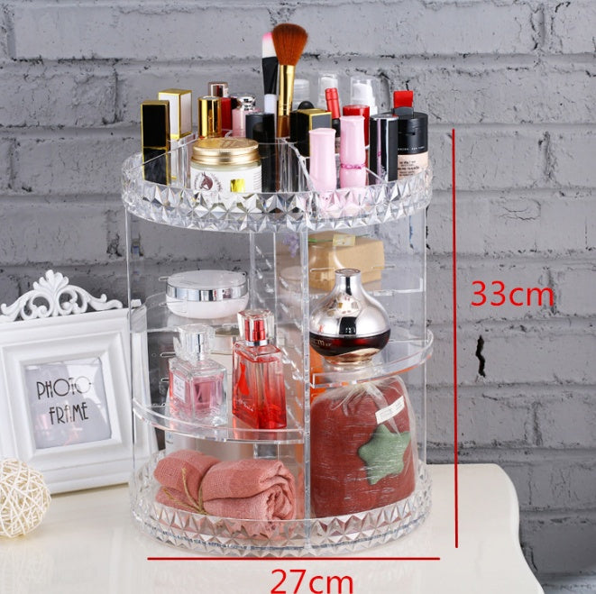 Diamond Wave Makeup Organizer – Elegant Cosmetic Storage Box with Drawers for Vanity & Bathroom