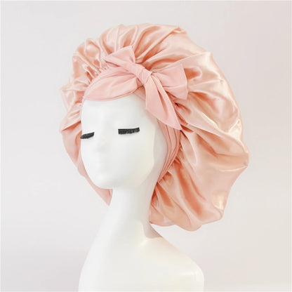 Silk Satin Sleep Bonnet for Women – Night Hair Cap with Tie Band for Curly & Natural Hair