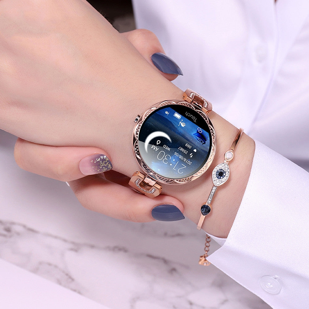 Women's Waterproof Smartwatch – Fashionable Fitness Tracker with Heart Rate Monitor & Sports Modes