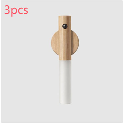 Magnetic Wireless LED Night Light – USB Rechargeable Wooden PIR Motion Sensor Lamp for Hallways, Cabinets & Porches
