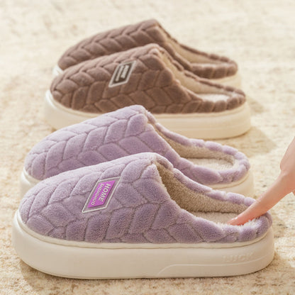 Non-Slip Thick-Soled Plush Winter Slippers – Warm Indoor Fleece Shoes for Couples (Men & Women)