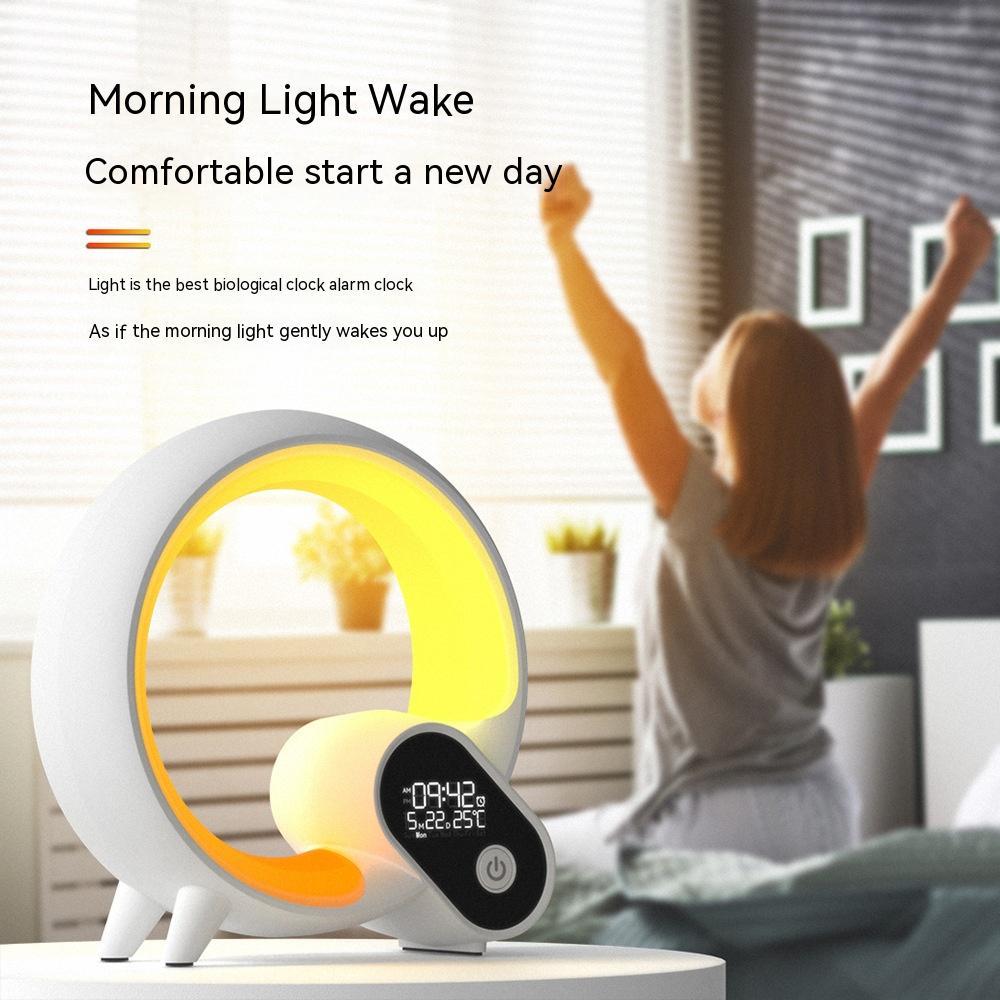 Q Light Sunrise Alarm Clock – Bluetooth Speaker with Digital Display, Smart Wake-Up, and Colorful LED Mood Light