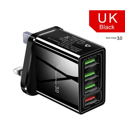 3A Illuminated USB Wall Charger – 4-Port Fast Charging Adapter for Mobile Devices