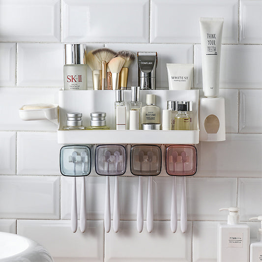 Wall-Mounted Automatic Toothpaste Dispenser with Magnetic Cups