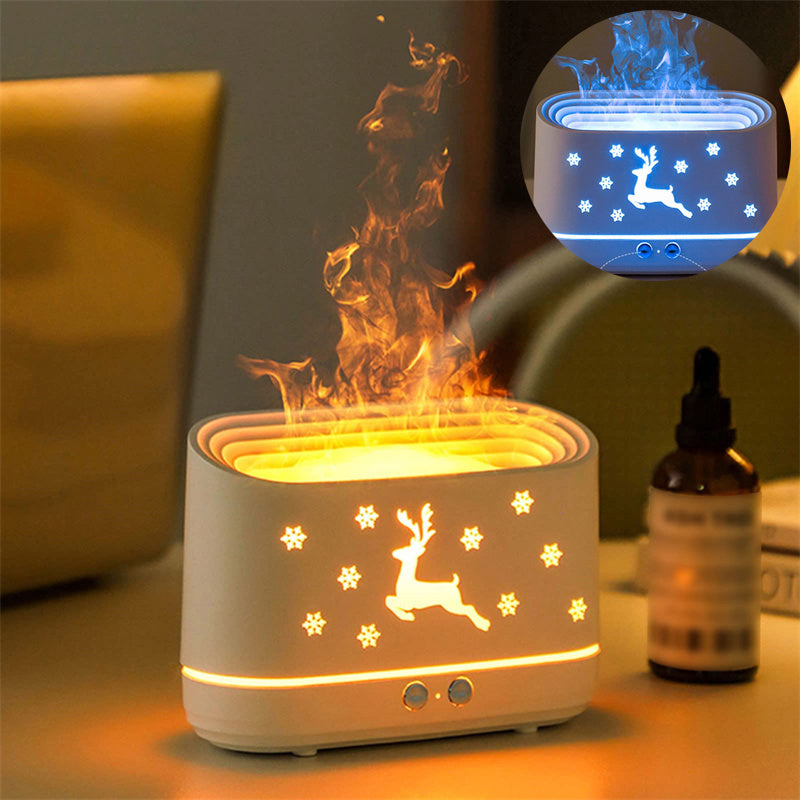 Elk Flame Humidifier Diffuser – Silent Aroma Mist Maker & Ambient LED Lamp for Home Decor