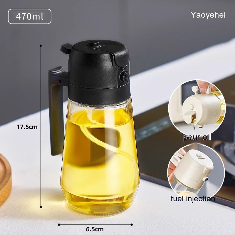 2-in-1 Olive Oil & Vinegar Sprayer – 470ML Glass Dispenser Bottle for Cooking, BBQ, Air Fryer & Salad