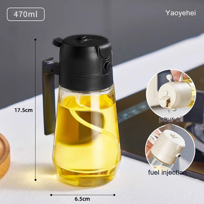 2-in-1 Olive Oil & Vinegar Sprayer – 470ML Glass Dispenser Bottle for Cooking, BBQ, Air Fryer & Salad