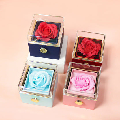 Rotating Rose Flower Gift Box – Creative Jewelry Packaging for Women.