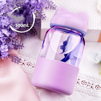 Bunny Borosilicate Glass Water Bottle – Cute & Durable Leak-Proof Bottle for Kids & Adults