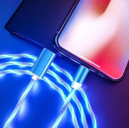 Flowing Light Magnetic Data Cable – Compatible with Apple iPhone, Android & USB Type-C Devices