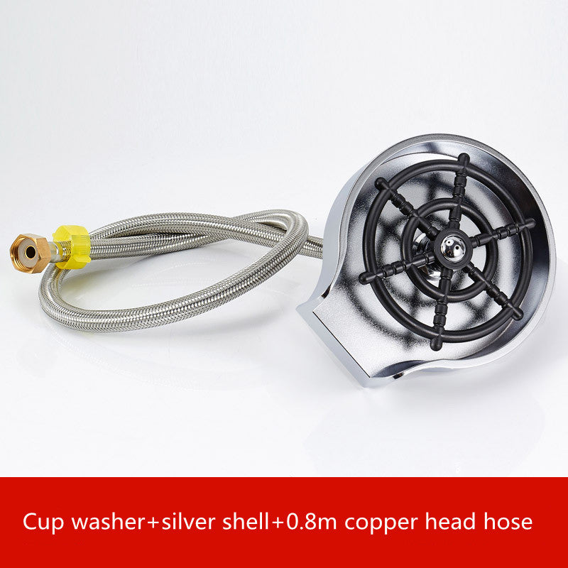Automatic High-Pressure Cup Washer for Bar Counter & Kitchen Sink – Spray Faucet Tool for Coffee Pitchers & Glasses