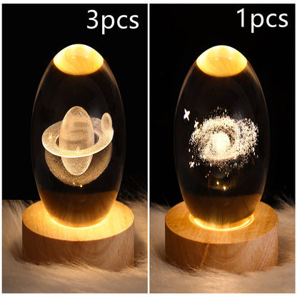 3D Galaxy Crystal Ball Night Light – LED Planet & Moon Table Lamp for Bedroom, Kids Room & Party Decor
