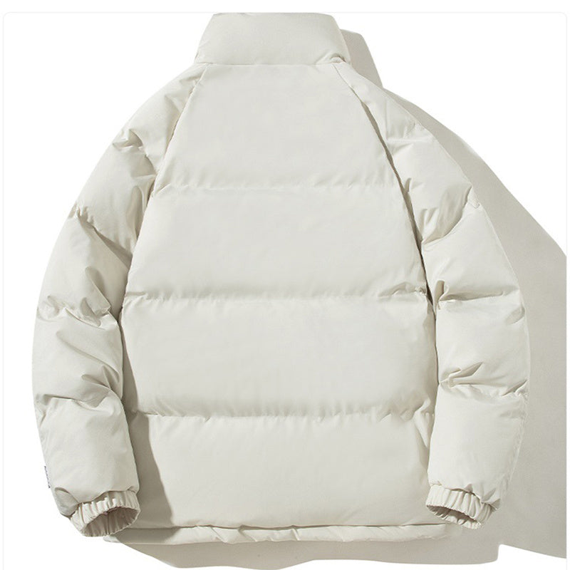 Unisex Stand-Up Collar Winter Jacket – Thickened Plush Coat with Pockets for Couples