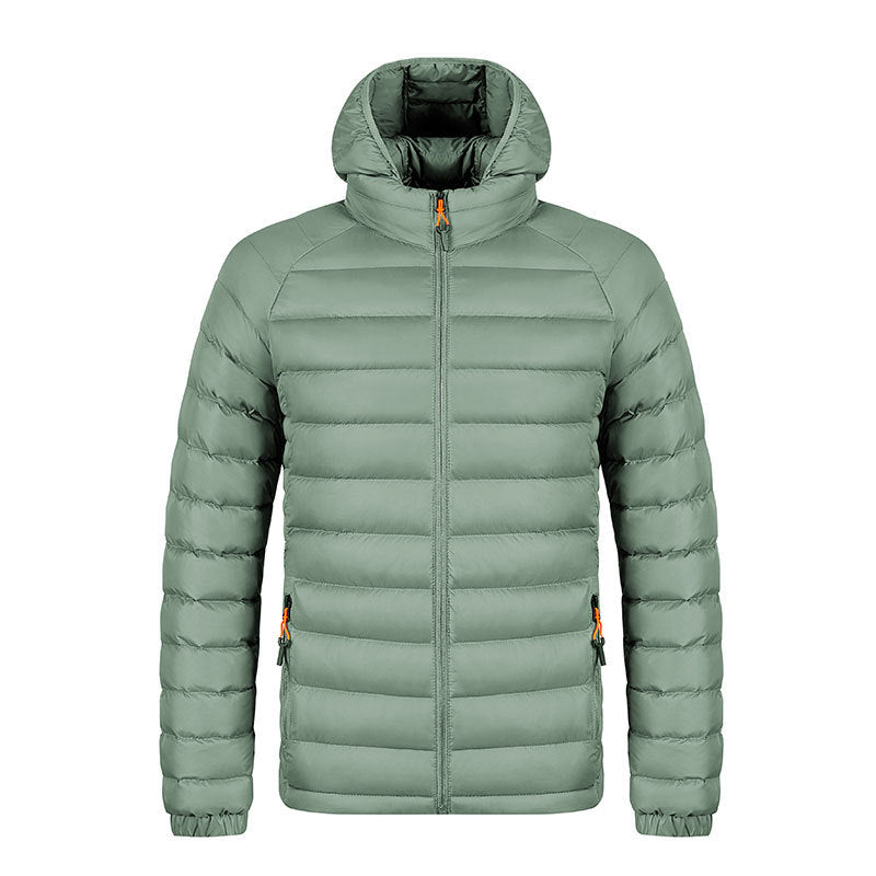 Men’s Lightweight Hooded Winter Jacket – Warm Zipper Coat with Pockets & Portable Design