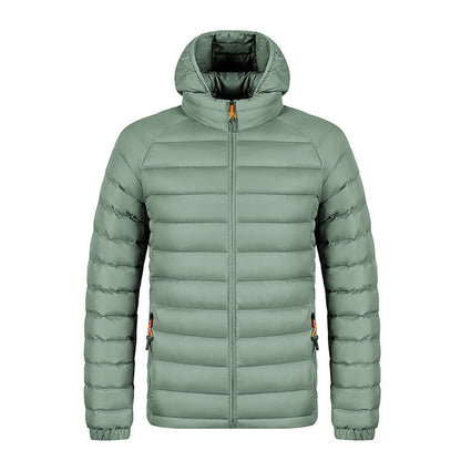 Men’s Lightweight Hooded Winter Jacket – Warm Zipper Coat with Pockets & Portable Design