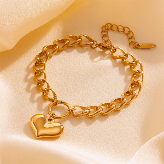 Women's Punk Titanium Steel Chain Bracelet – Retro Hip-Hop Round Link Stainless Steel Jewelry