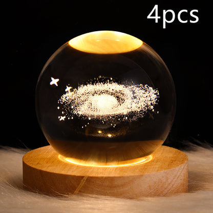 3D Galaxy Crystal Ball Night Light – LED Planet & Moon Table Lamp for Bedroom, Kids Room & Party Decor