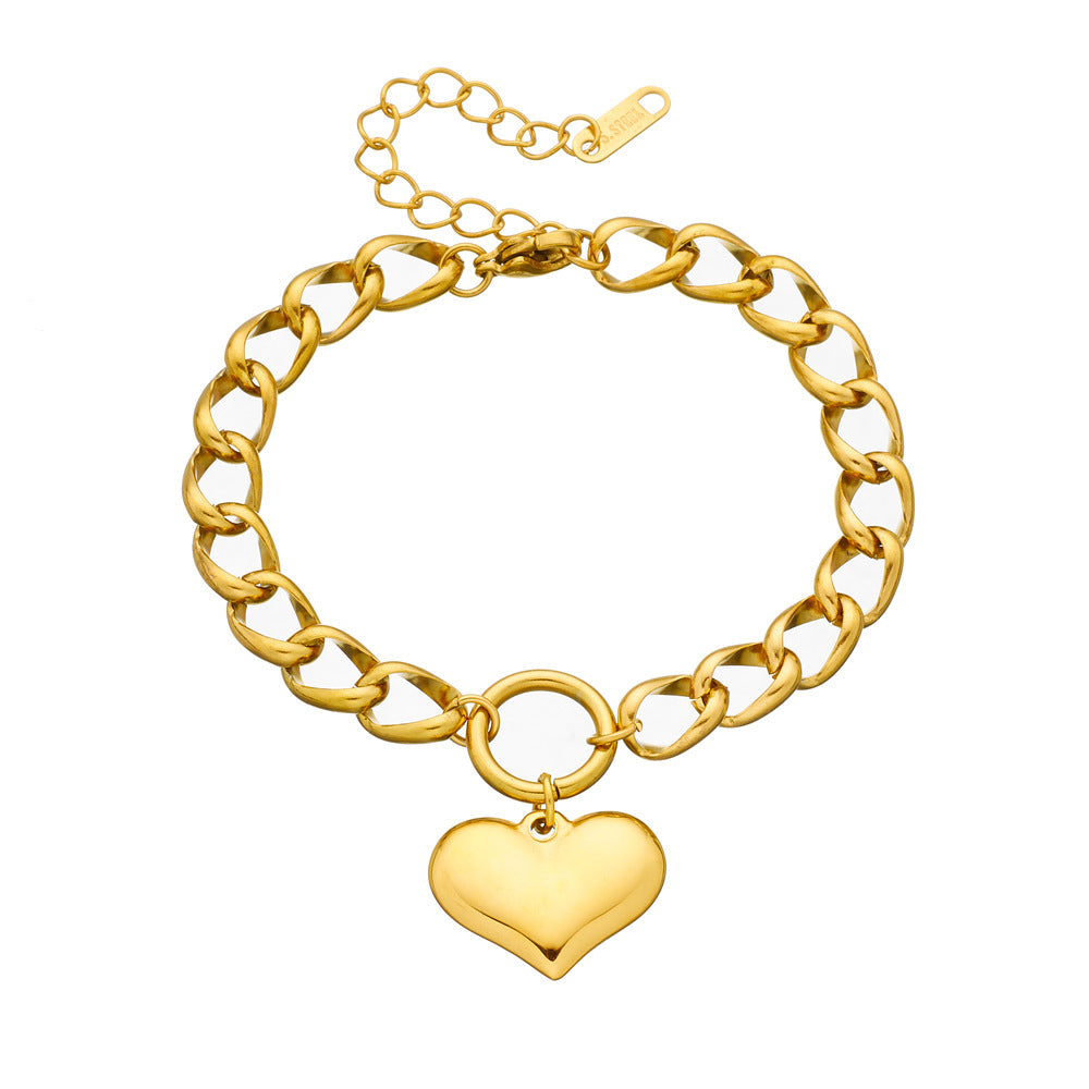 Women's Punk Titanium Steel Chain Bracelet – Retro Hip-Hop Round Link Stainless Steel Jewelry