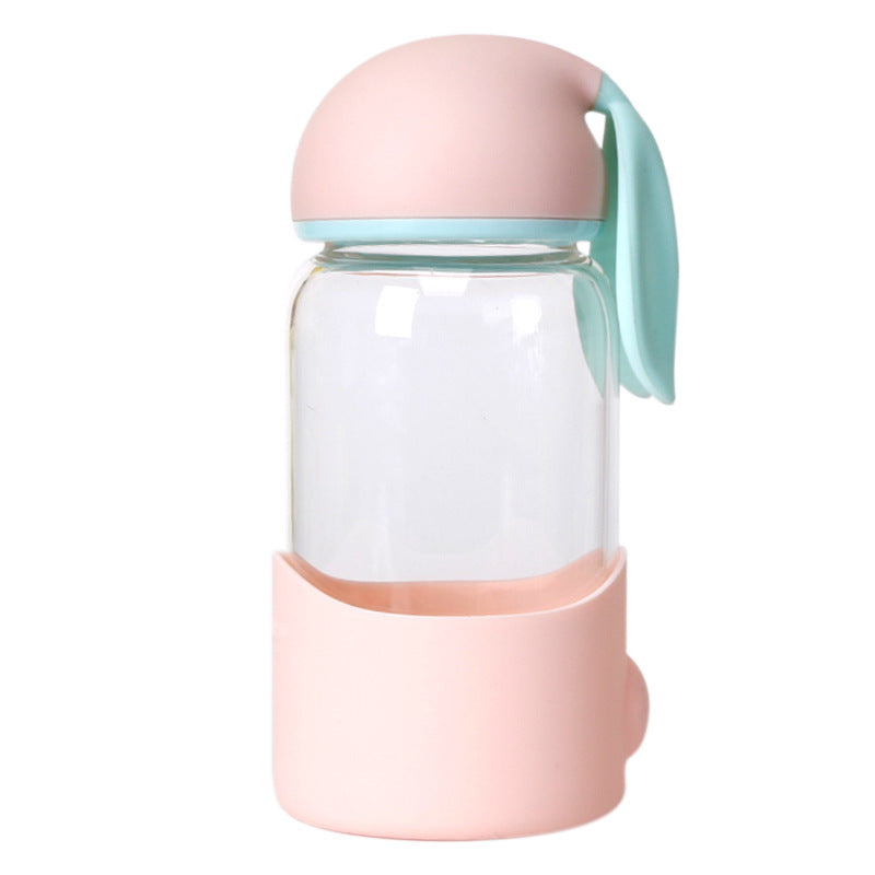 Bunny Borosilicate Glass Water Bottle – Cute & Durable Leak-Proof Bottle for Kids & Adults