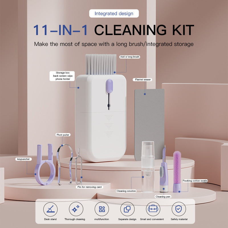 11-in-1 Portable Electronics Cleaning Kit – Multifunctional Tool Set for Keyboard, Phone, Earbuds & Screen with Storage Case