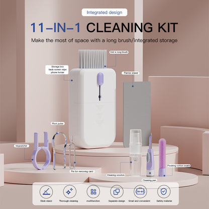11-in-1 Portable Electronics Cleaning Kit – Multifunctional Tool Set for Keyboard, Phone, Earbuds & Screen with Storage Case