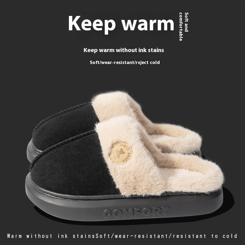 Unisex Plush Winter Slippers – Thick-Soled Fleece Indoor Shoes for Men & Women