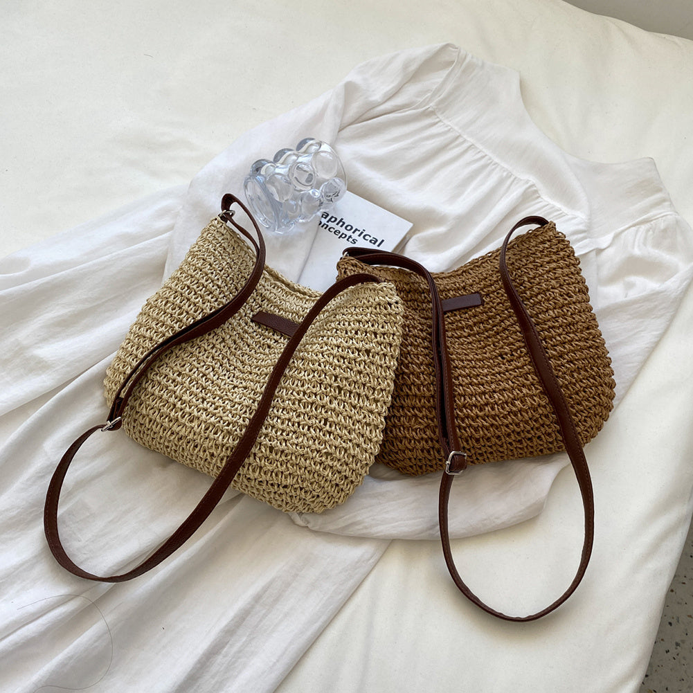 Niche Design Straw Tote Bag – Chic Vacation Handbag for Beach & Travel