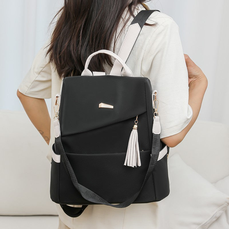Oxford Cloth Women's Anti-Theft Backpack – Casual Travel & School Bag with Back Zipper and Double Shoulder Straps