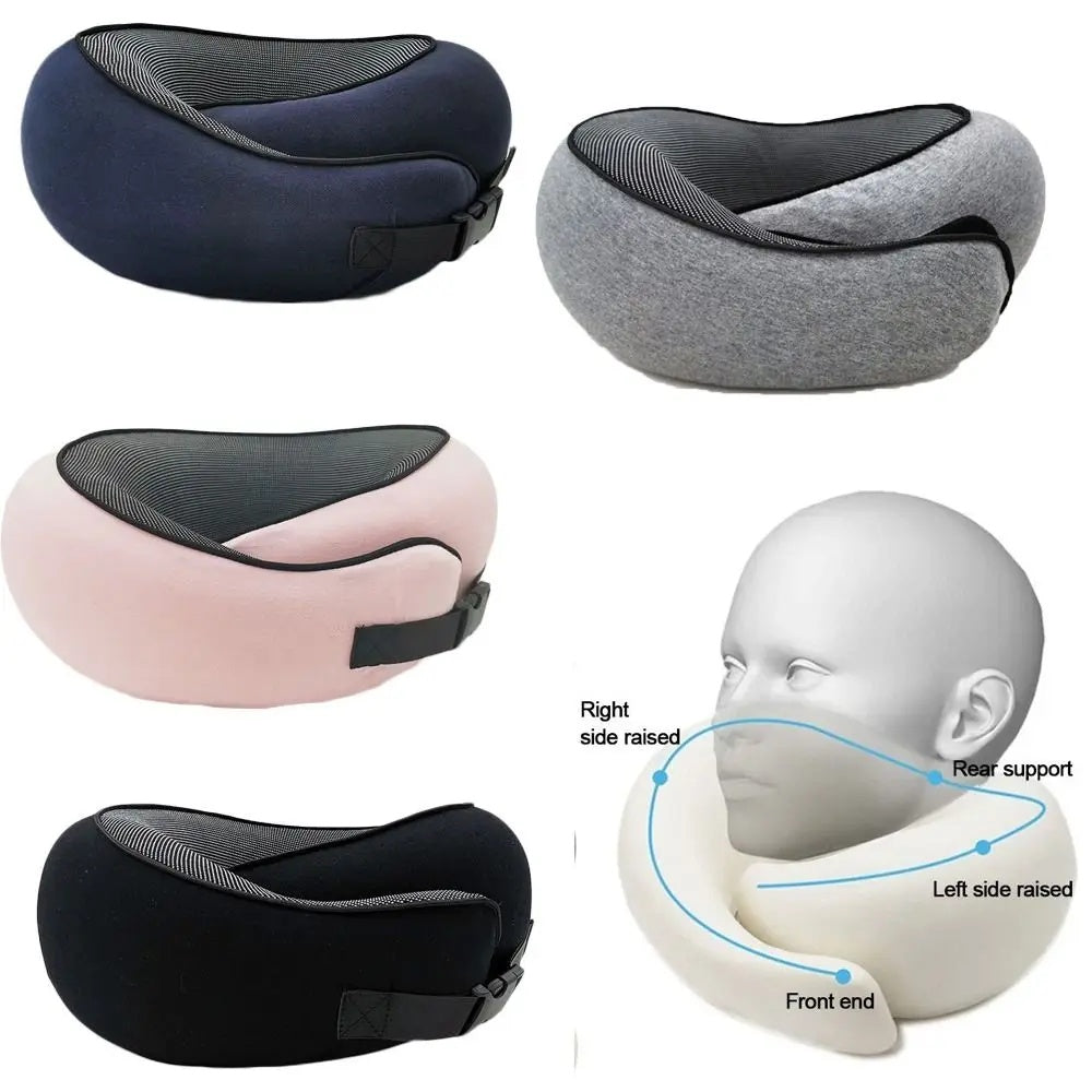 Soft Memory Foam Travel Neck Pillow – Adjustable U-Shape Support for Plane, Car & Office Naps