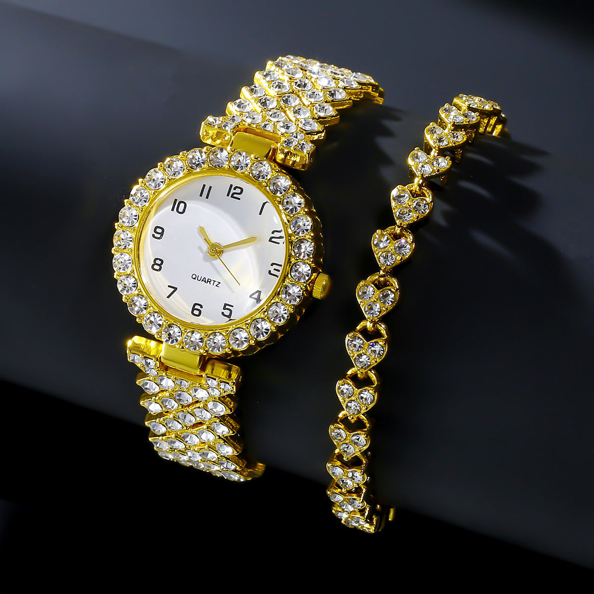 Women's Luxury Watch & Bracelet Set – 2-Piece Quartz Wristwatch with Matching Alloy Bracelet