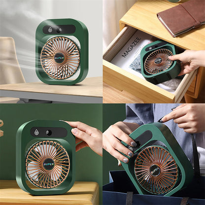 Portable USB Rechargeable Misting Fan – Air Cooler with 3 Speeds & Humidifier for Home & Desk
