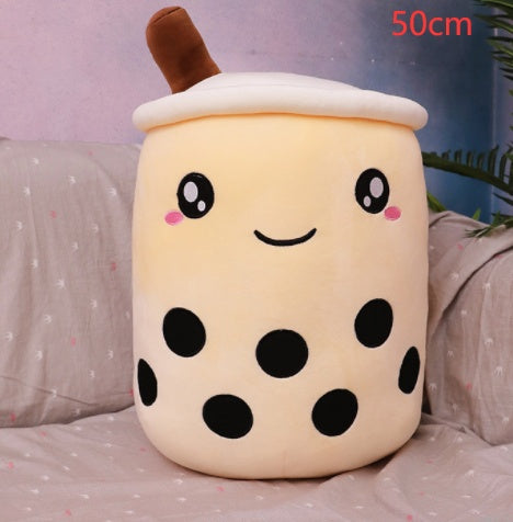 Cute Boba Tea Plush Pillow – Soft Strawberry Milk Tea Bubble Tea Stuffed Toy Cushion for Kids & Gifts