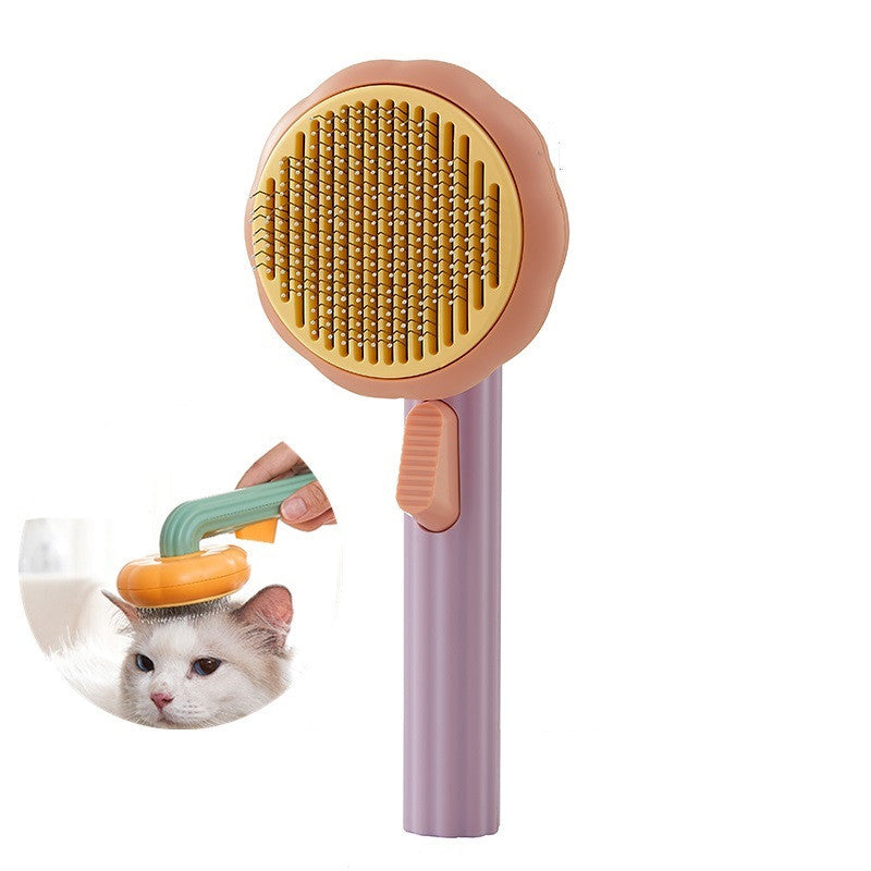 Self-Cleaning Pet Grooming Brush – Handheld Steel Wire Comb for Cats & Dogs, Easy Hair Removal