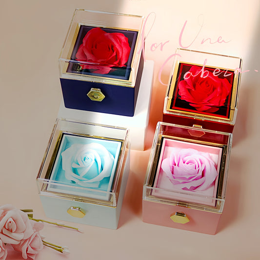 Rotating Rose Flower Gift Box – Creative Jewelry Packaging for Women.