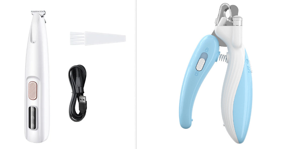 Waterproof Pet Paw Trimmer with LED Light & Display – Wide Blade Per Hair Clippers for Grooming