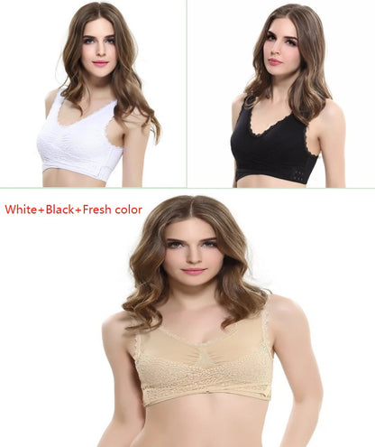 Front Cross Side Buckle Lace Sports Bra – Wireless Fitness Support Top